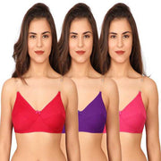 3 Pairs Clear Transparent Back Regular Bras - Purely Femme