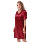 Silk satin sexy Maroon short sleepwear - Purely Femme