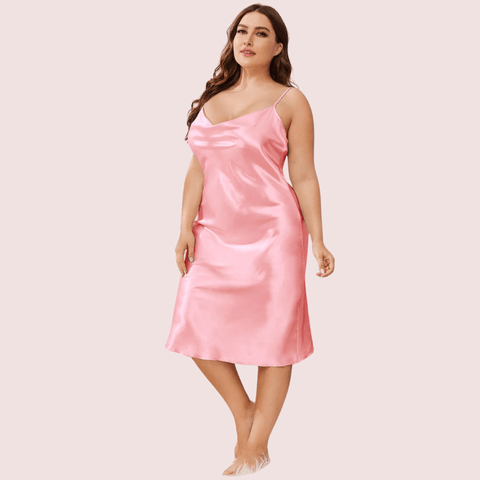 Solid Satin Slip Dress for 4XL 5XL Women - Purely Femme