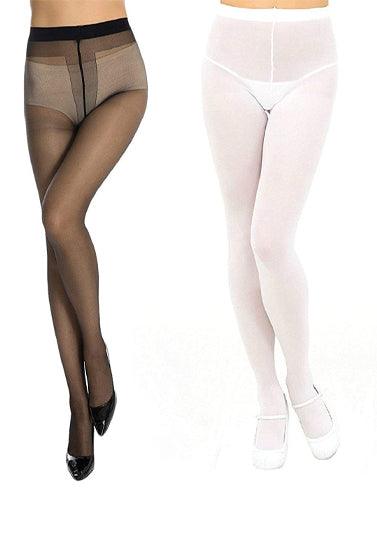 White black pantyhose soft seam women tights pack of 2 - Purely Femme