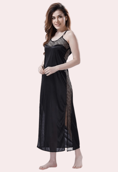 Elegant Lace Seductive Black Nightgown - Purely Femme