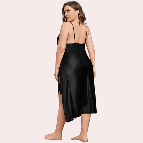 Satin Nightgown with Slit for Plus Size Women - Purely Femme