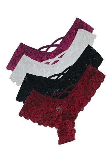 Elegant Lace Thongs Underwear Pack (of 4) - Purely Femme