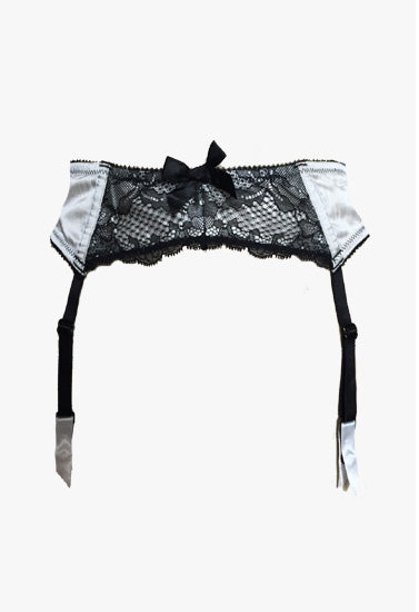 La Senza Sexy Petite White & Black Lace Suspender Belt