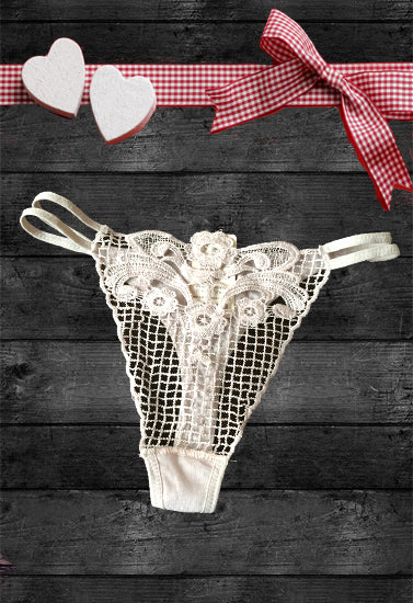 Ladies White Crotch Net G-String Thong