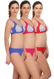 "Medium" Impact sports bra panty set pack of 3.