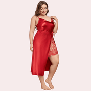 Plus Size Lace Trim Sleep Dress with Cowl Neck - Purely Femme