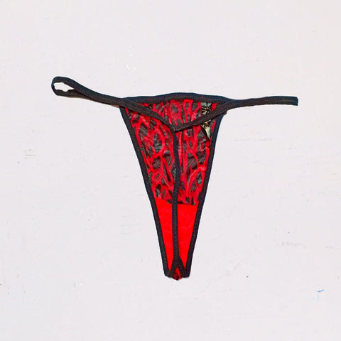 Marilyn Monroe Black & Red Flirty Transparent Printed Thong