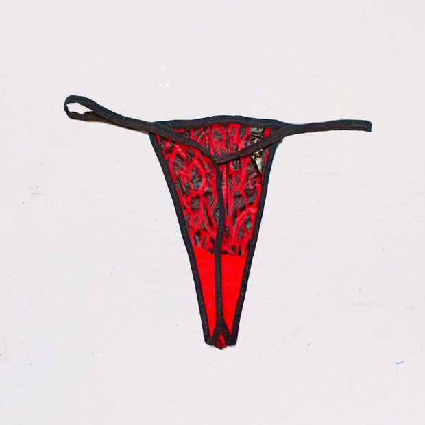 Marilyn Monroe Black & Red Flirty Transparent Printed Thong