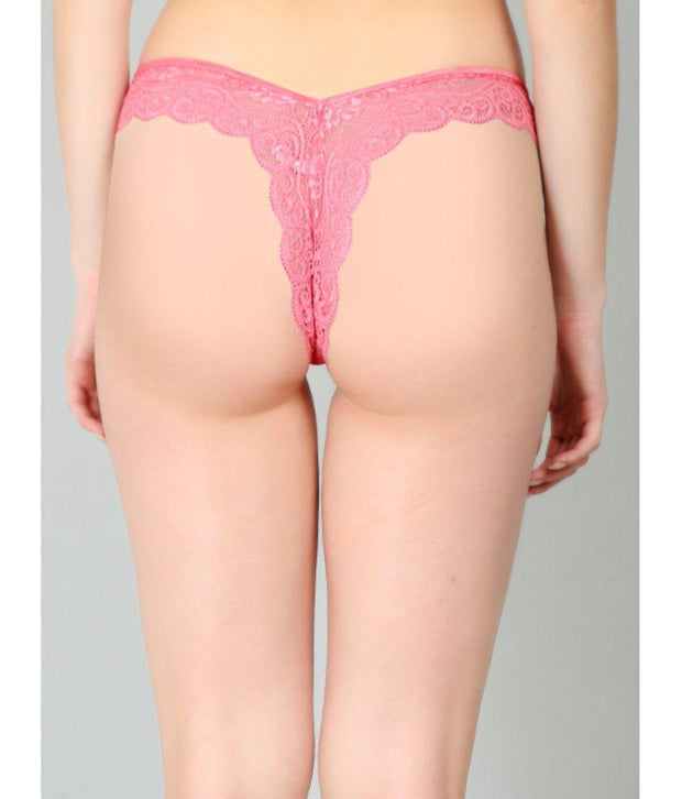 Pink Lace Design Women’s Thongs ( Pack of 1 ) - Purely Femme