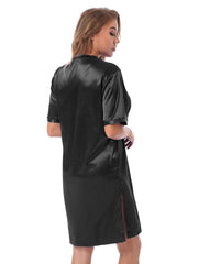 Silk satin sexy black short sleepwear - Purely Femme