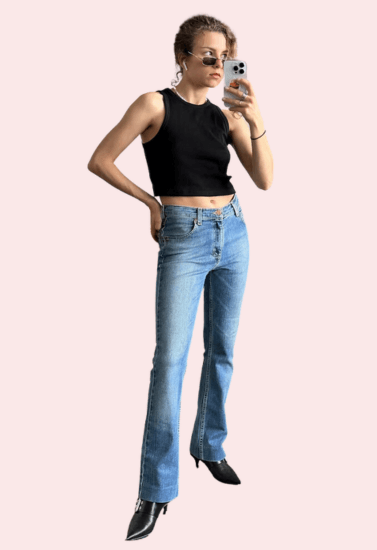 Women's Light Blue High Waist Denim Jeans - Purely Femme