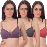 Soft & Cozy Cotton Bra-Pk Of 3 - Purely Femme