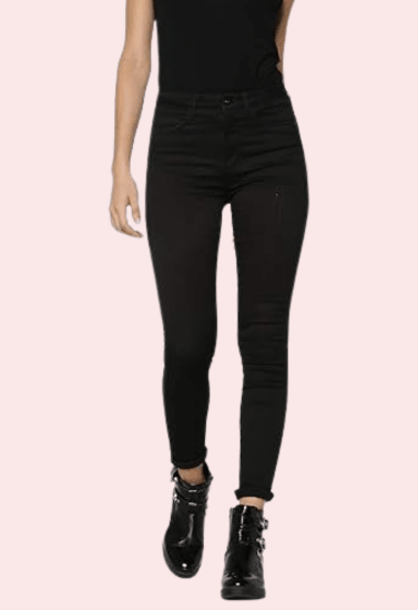 Women's Classic High Waist Royal Black Skinny Jeans - Purely Femme