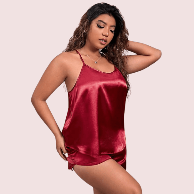 Plus Size Women's Silk Cami and Shorts Set - Purely Femme