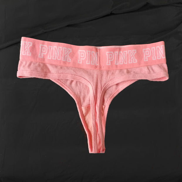 PINK Logo Cotton Stretch Thong By Victoria's Secret