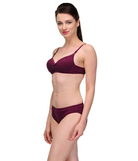 "Pure" Cotton Purple Bra Panty Set.