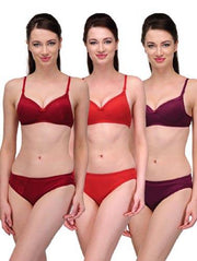 "Elegant" Solid Color Bra Sets ( Pk of 3)