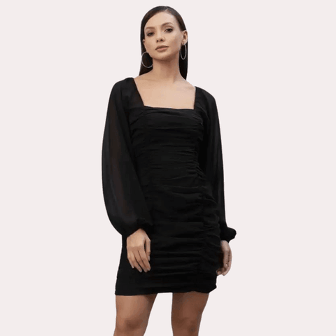 "Purely Femme" Stylish Black One-Piece Outfit for Women.