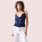 Elegant Cowl Neck Silk Camisole for Women - Purely Femme