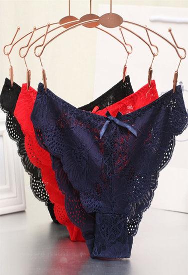 Low Waist Hollow Bow Panties Pack (of 3) - Purely Femme