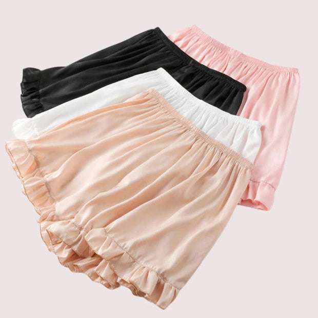 Women Ruffles Satin Faux Silk French Underwear - Purely Femme