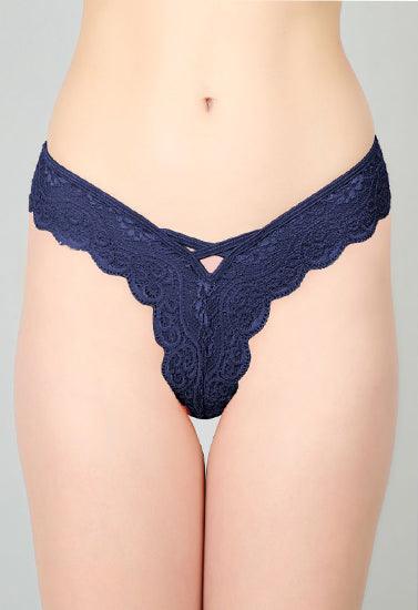 Blue Lace Design Women's Thongs ( Pack of 1 ) - Purely Femme