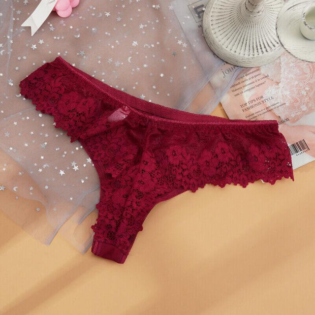 Pack (of 3) Women Floral Lace Thong Underwear - Purely Femme