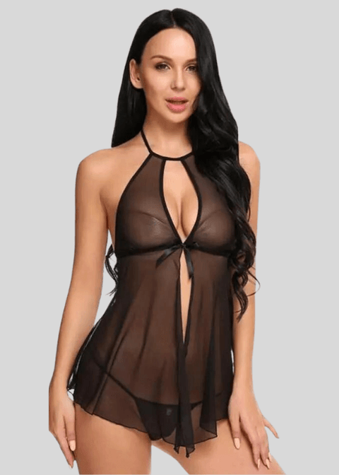 Elegant Lace Black Babydoll Nightwear - Purely Femme