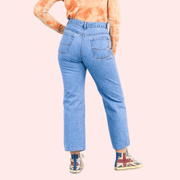 Classic 90s Boyfriend Blue Denim Wide Leg Jeans - Purely Femme