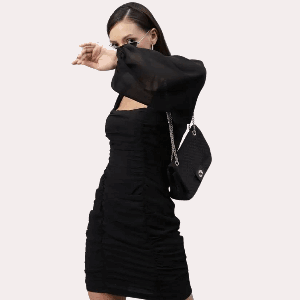 "Purely Femme" Stylish Black One-Piece Outfit for Women.