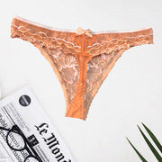 Sexy Keyhole Orange Embroidery Lace Thong