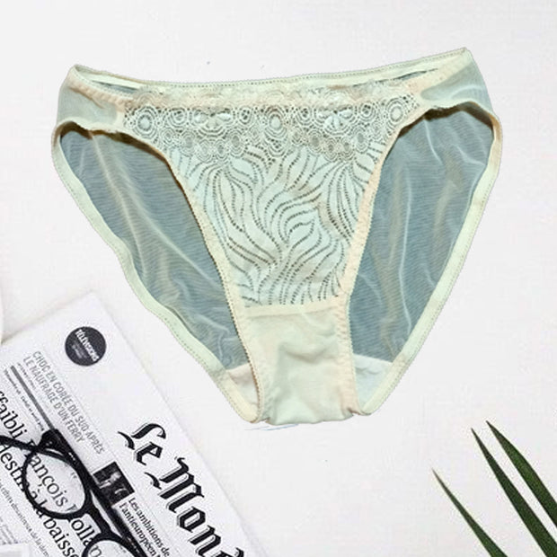 Snazzy High Leg Cream Lace Mesh Panty