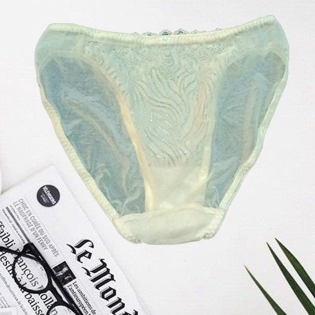 Snazzy High Leg Cream Lace Mesh Panty