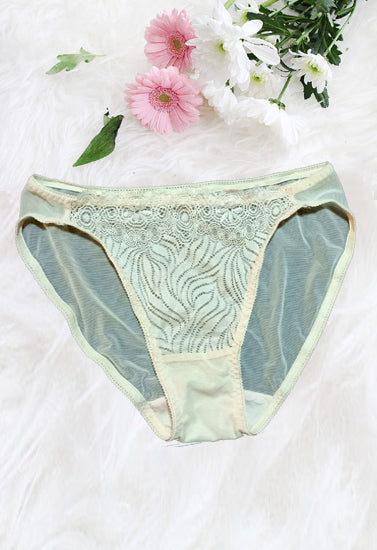 Snazzy High Leg Cream Lace Mesh Panty