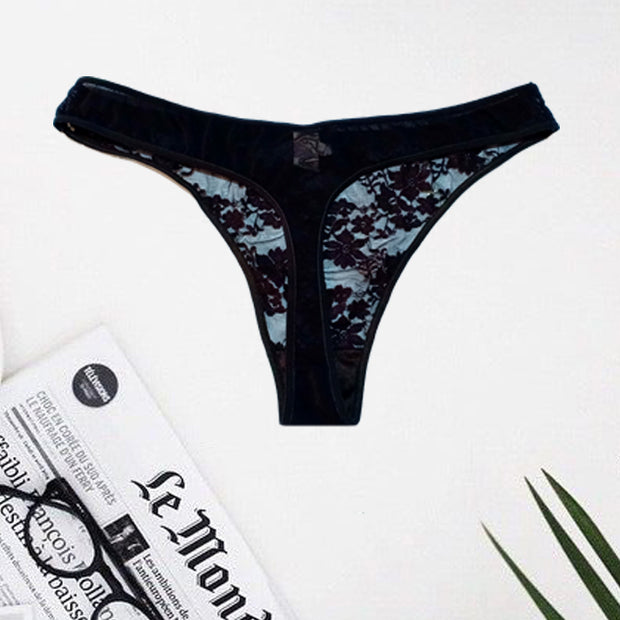 Splash Just A Pretty Lace Black Plus Size Thong