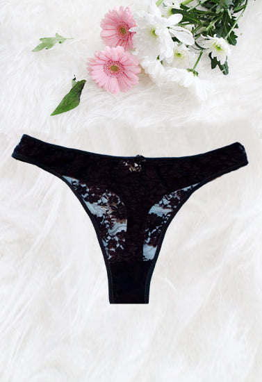 Splash Just A Pretty Lace Black Plus Size Thong