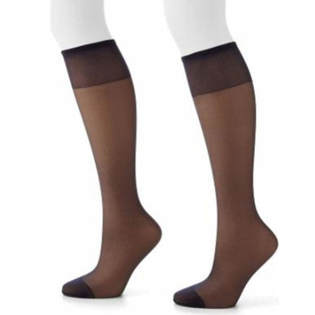 3 Pairs Gentle Brown Sheer Toe Knee High Stockings - Purely Femme