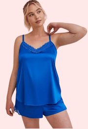 Lace Trim Satin Short Camisole Set - Purely Femme