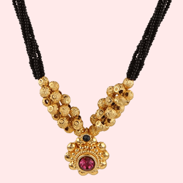 Traditional Gold Plated Thushi Mangalsutra Pendant Necklace - Purely Femme