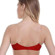 "2 Pack" Clear Straps red hosiery bras.