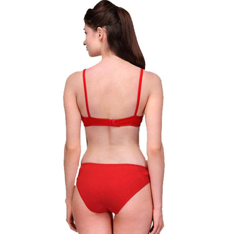 Comfy Red Cotton Everyday Bra Panty Set - Purely Femme