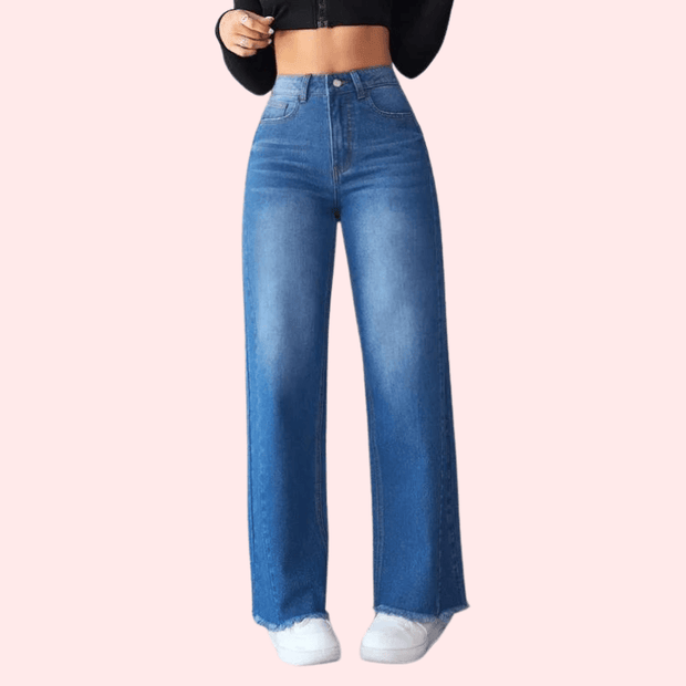 Wide-Leg Casual High-Waist Non-Elastic Jeans for Women - Purely Femme