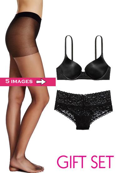 Value Pack Of Pantyhose & Pushup Bra Set - Purely Femme