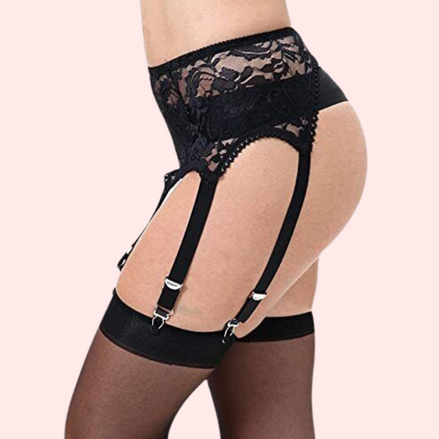 Lace Garter Belt with Six Straps- Sexy Lingerie