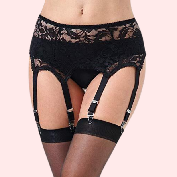 Lace Garter Belt with Six Straps- Sexy Lingerie