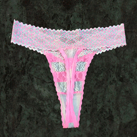 Victoria's Secret Make Me Blush Pink Lace Thong