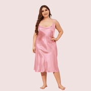 Solid Satin Slip Dress for 4XL 5XL Women - Purely Femme