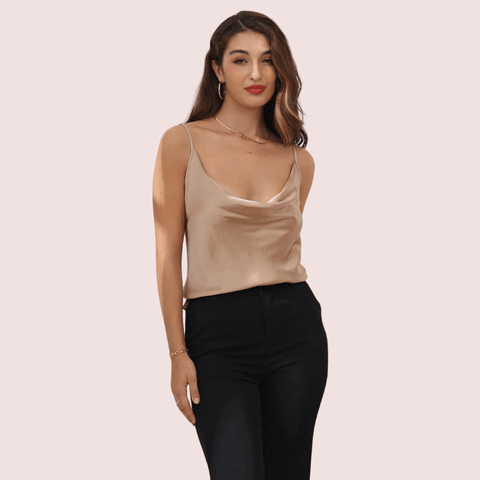 Stylish Cowl Neck Silk Camisole Tank Top - Purely Femme