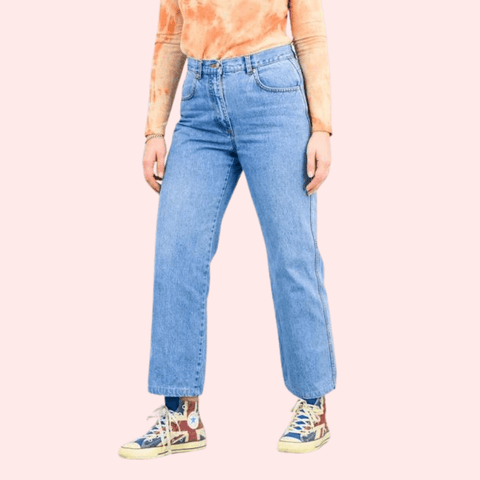 Classic 90s Boyfriend Blue Denim Wide Leg Jeans - Purely Femme